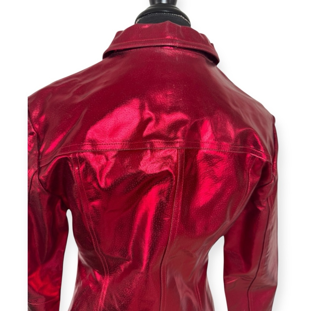 Vtg Maxima Metallic Leather Jacket - Picture 10 of 16